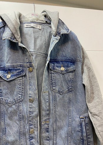 Gri Kapüşonlu Denim Ceket - Görsel 3