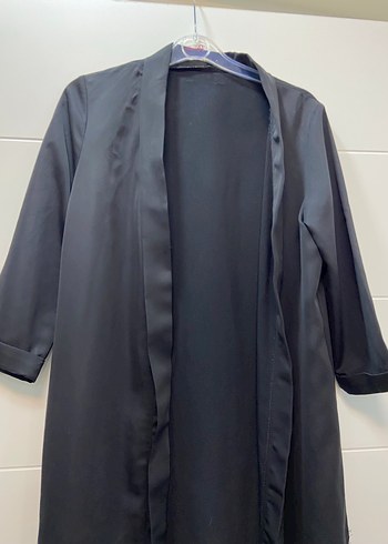 Siyah Uzun Kadın ceket - Görsel 5