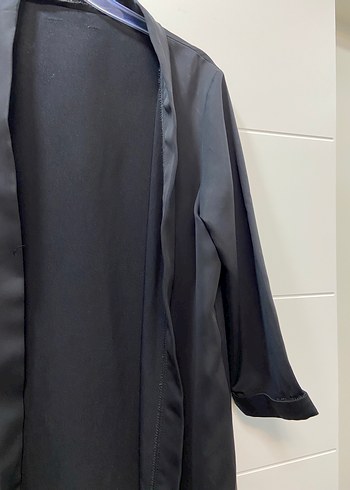 Siyah Uzun Kadın ceket - Görsel 3