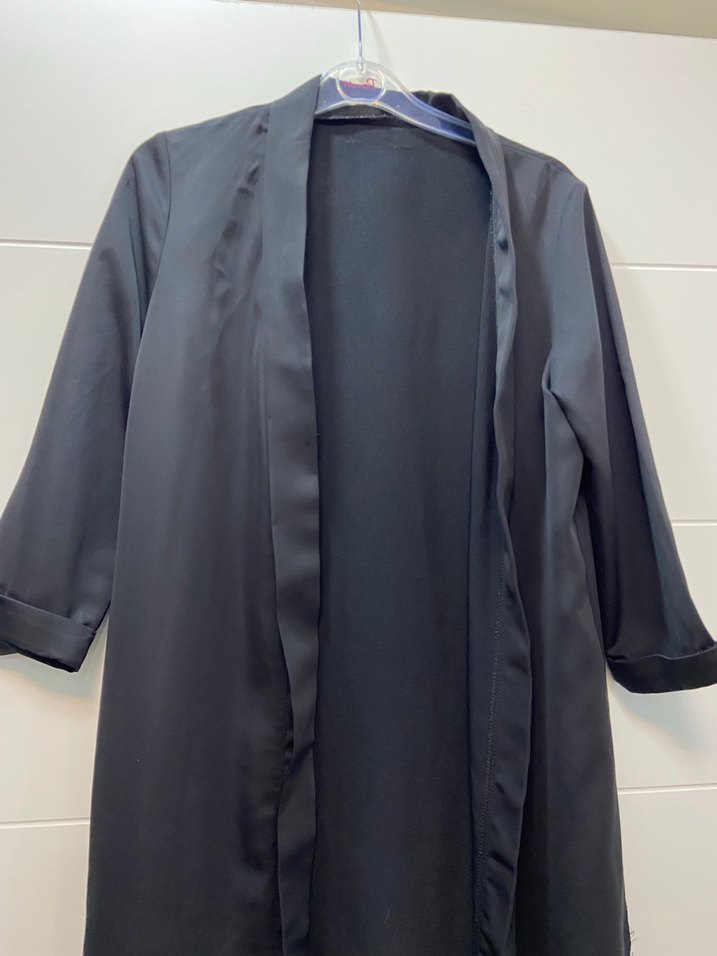Siyah Uzun Kadın ceket - Görsel 5