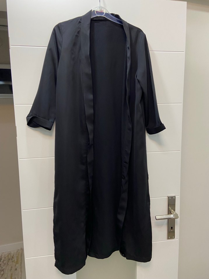 Siyah Uzun Kadın ceket - Görsel 4