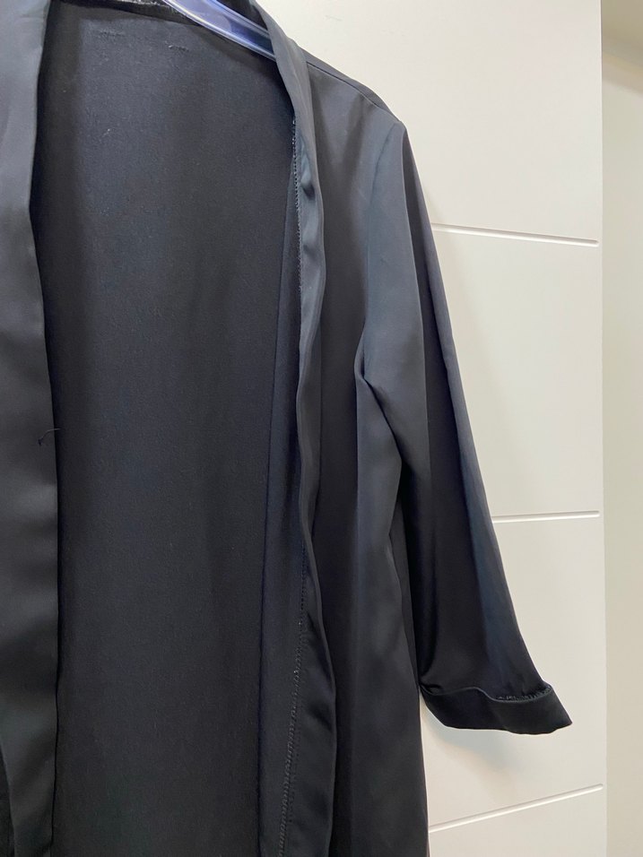 Siyah Uzun Kadın ceket - Görsel 3