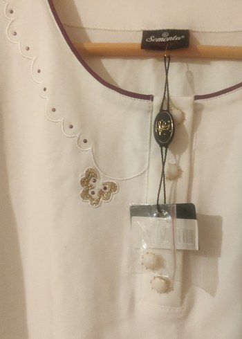 Nakışlı Beyaz Uzun Kollu Bohem Bluz - Görsel 3