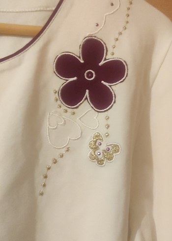 Nakışlı Beyaz Uzun Kollu Bohem Bluz - Görsel 2