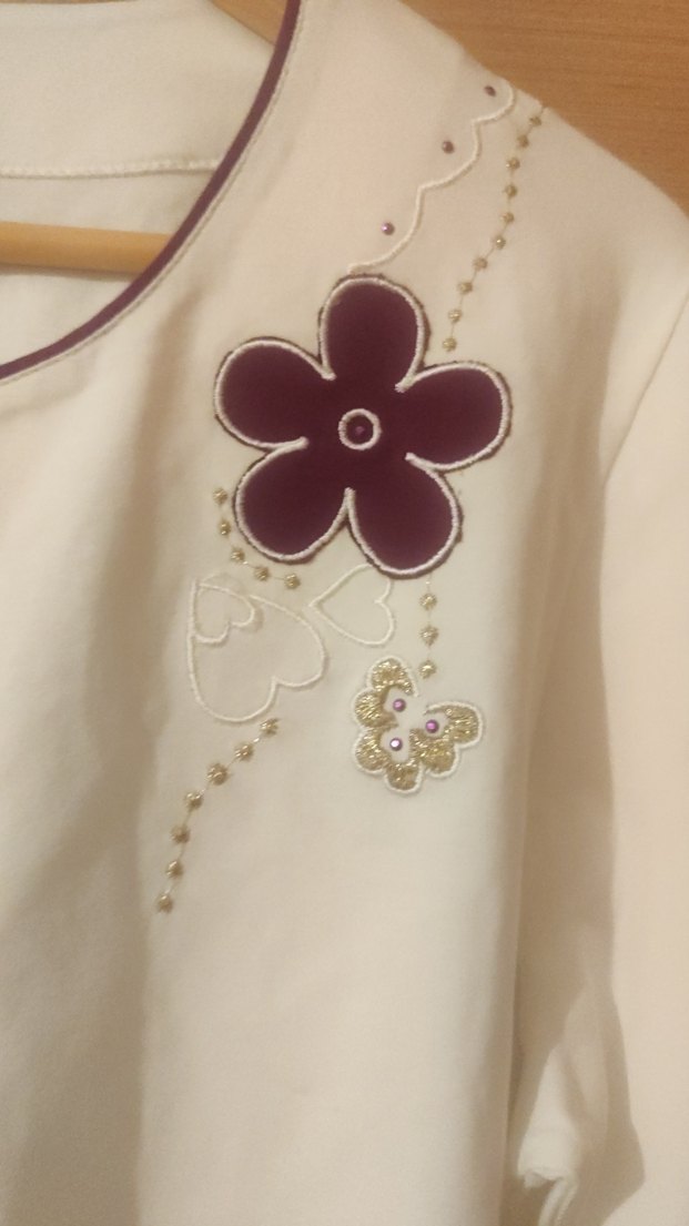 Nakışlı Beyaz Uzun Kollu Bohem Bluz - Görsel 2