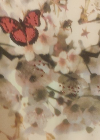 Kelebek Desenli Beyaz Kadın Bluz - Görsel 2