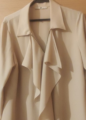 Bej Kadın Uzun Kollu Drapeli Tunik - Görsel 3