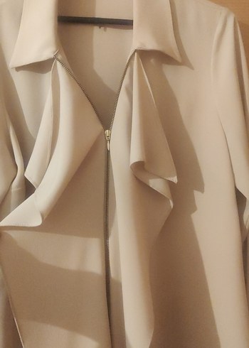 Bej Kadın Uzun Kollu Drapeli Tunik - Görsel 2