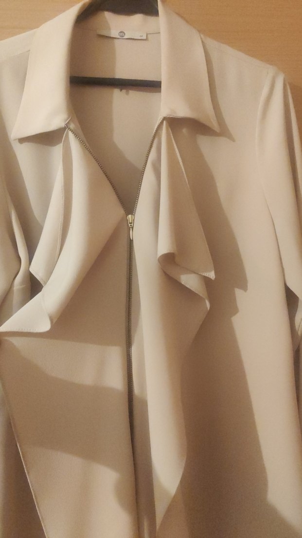 Bej Kadın Uzun Kollu Drapeli Tunik - Görsel 2