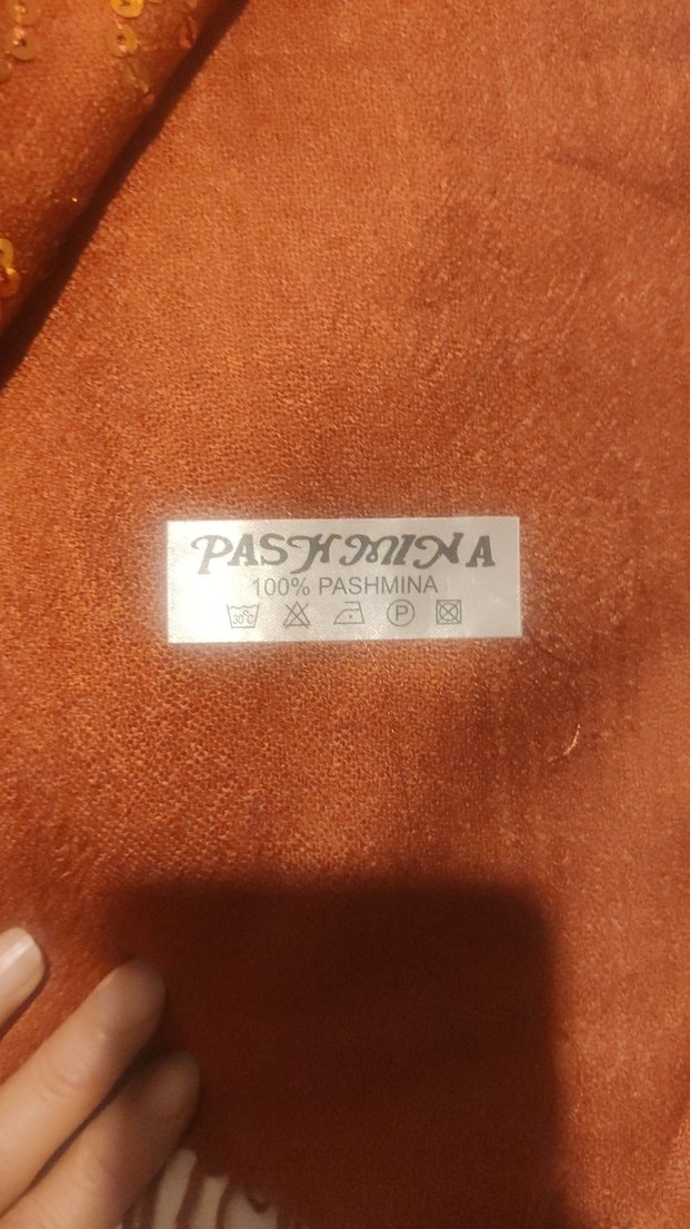 Kadın tarçın renkli Şal Pullu Drapeli - Görsel 3