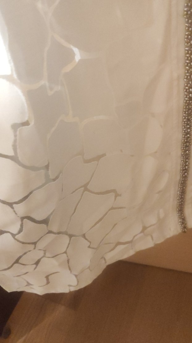 Uzun Beyaz Nakışlı Keten Kadın Kimono - Görsel 4