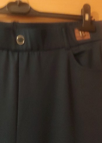 Kadın Siyah Kemerli penye Pantolon - Görsel 2