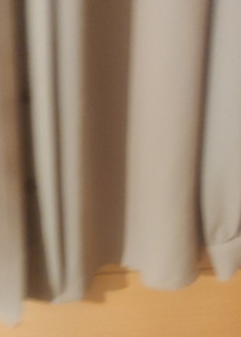 Bej Düğmeli Kadın Bluz, Uzun Kollu, Rahat Kesim - Görsel 3