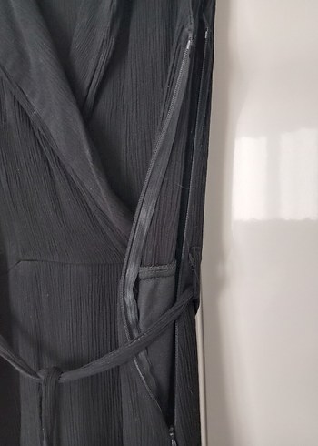 Uzun Siyah Kolsuz Elbise - Görsel 6