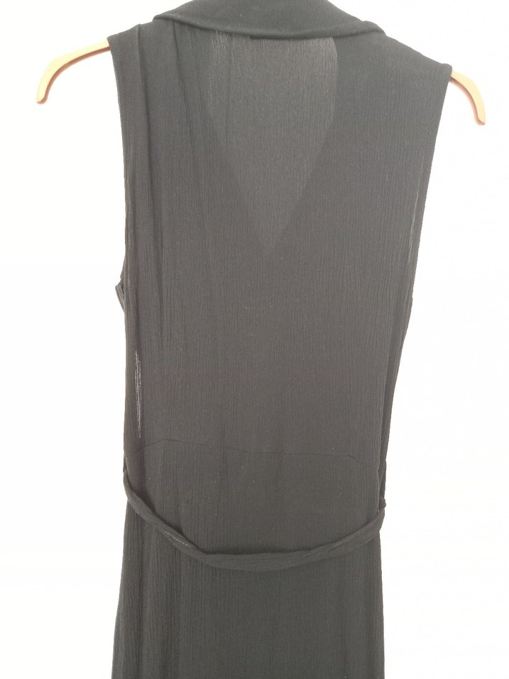 Uzun Siyah Kolsuz Elbise - Görsel 2