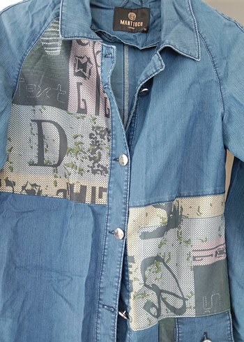 Düğmeli Uzun Mavi Denim  Ferace - Görsel 2