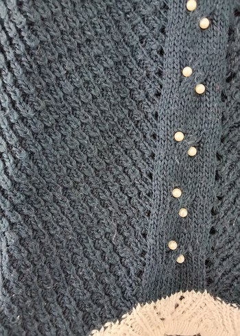 İnci Detaylı Lacivert Bohem Örgü Kazak - Görsel 4