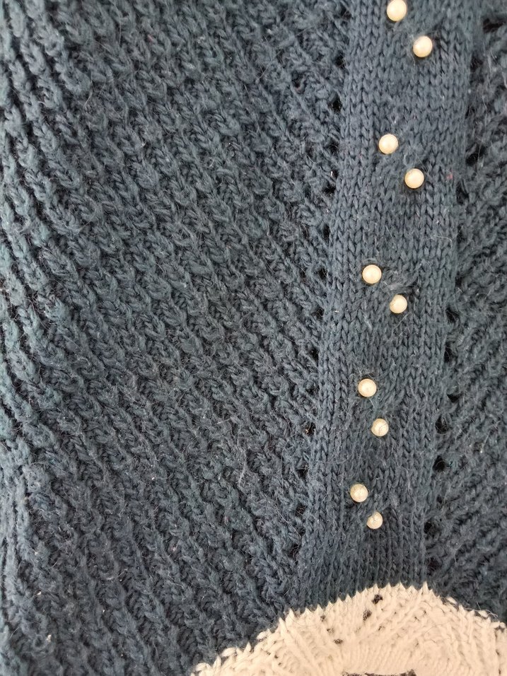 İnci Detaylı Lacivert Bohem Örgü Kazak - Görsel 4