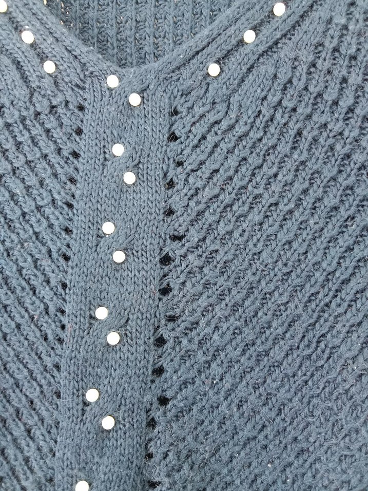 İnci Detaylı Lacivert Bohem Örgü Kazak - Görsel 2