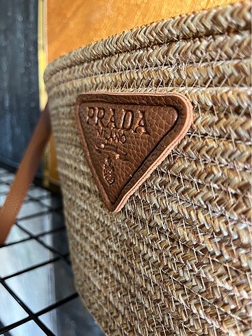 Beden kahverengi Renk Prada Taba Clutch Hasır Çanta