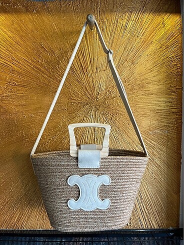 Celine Ahşap Saplı Hasır Çanta