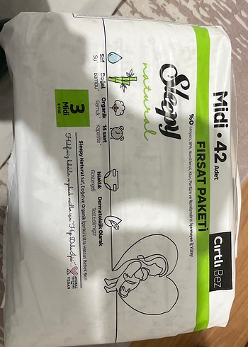 Stay Natural Midi 2 numara 42 Adet Cırtlı Bebek Bezi