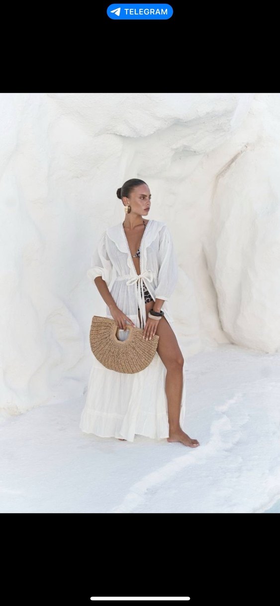 Bohem Uzun Beyaz Kadın Sabahlık - Görsel 3