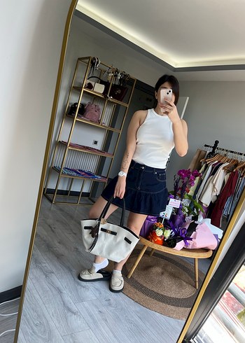 Kadın Lacivert Denim Mini Etek - Görsel 2