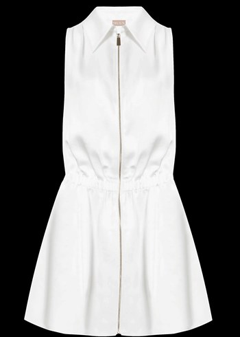 Dikişsiz Beyaz Midi Kolsuz Elbise muun - Görsel 2