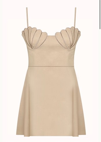 Bej Deri Dantel Detaylı Straplez Büstiyer muun - Görsel 3