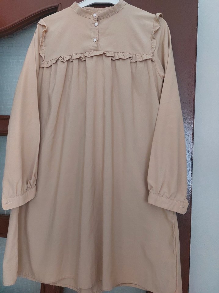 Diger Bej  Uzun Kollu Fırfırlı gömlek - Görsel 2