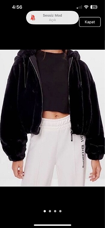 Bershka bershka kısa peluş mont siyah