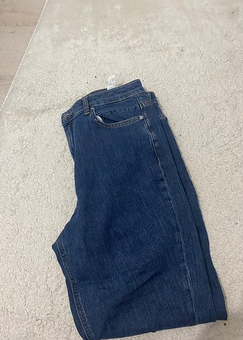 28 Beden Kadın Mavi Bol Kesim Midi Kot Pantolon