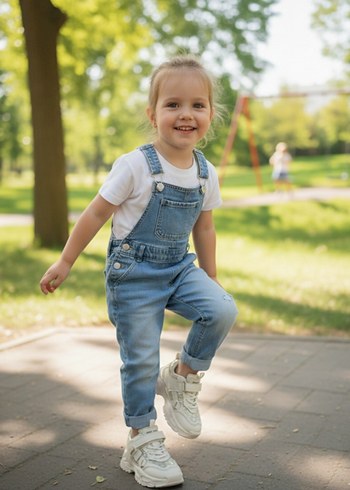 Kız Çocuk Beyaz Gri Bağcıklı Kot Spor Ayakkabı - Görsel 2