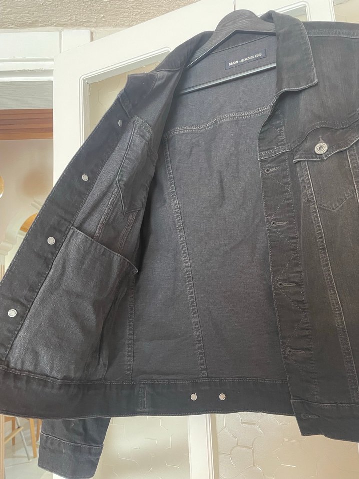 Düğmeli Siyah unisex Kot Ceket - Görsel 4