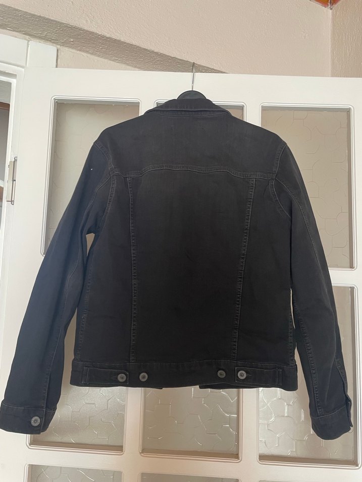 Düğmeli Siyah unisex Kot Ceket - Görsel 5