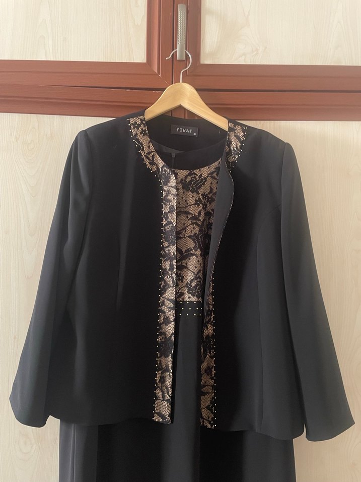 Ceketli uzun kollu kadın abiye elbise - Görsel 2