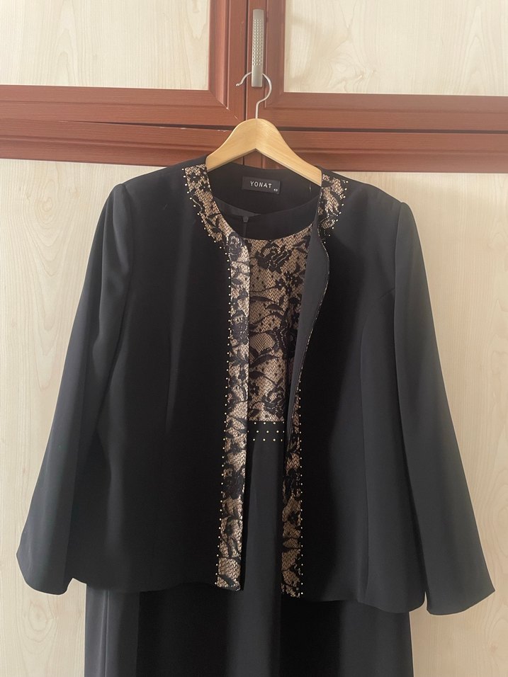 Ceketli uzun kollu kadın abiye elbise - Görsel 5