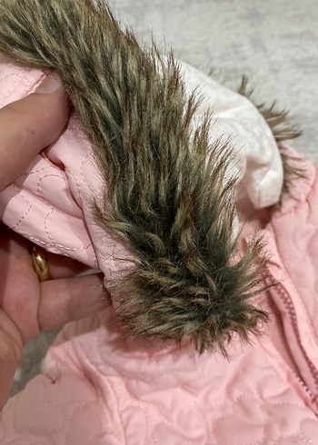 Kürklü Kapüşonlu Pembe Bebek Tulumu - Görsel 5