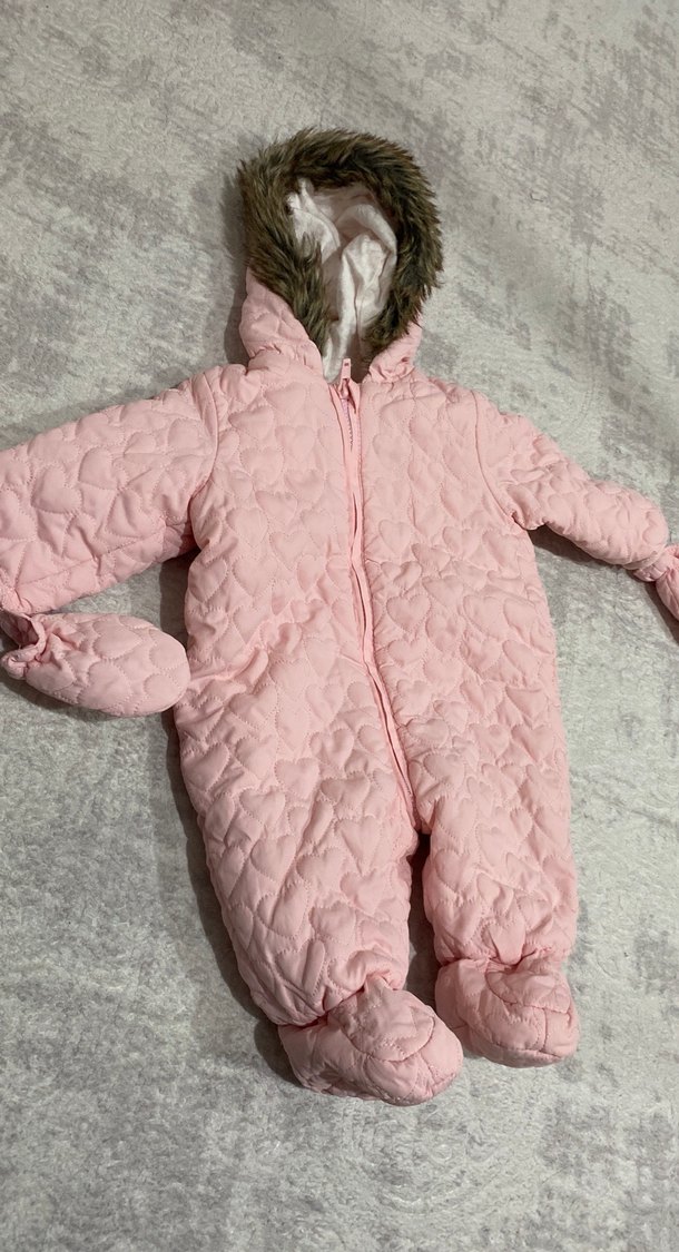 Kürklü Kapüşonlu Pembe Bebek Tulumu - Görsel 2