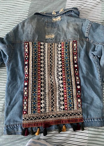 Düğmeli Mavi Kadın Denim Ceket - Görsel 2