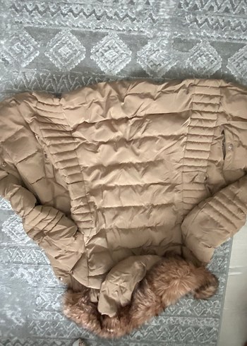 Kadın Bej Kürklü Kışlık Mont - Görsel 3