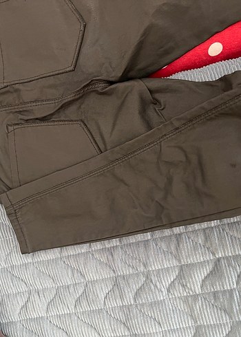 Stradivarius Mat deri skinny orta bel pantolon
