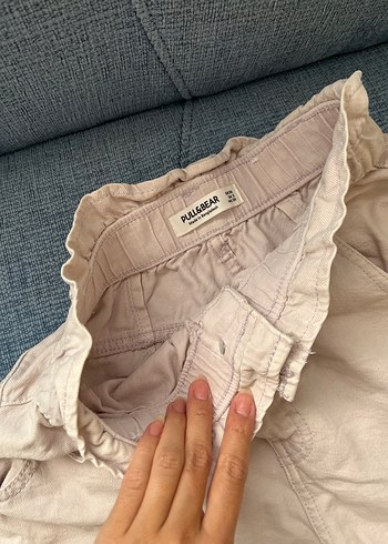 Pull and Bear Pudra renk Pull & Bear büzgülü yüksek bel şort