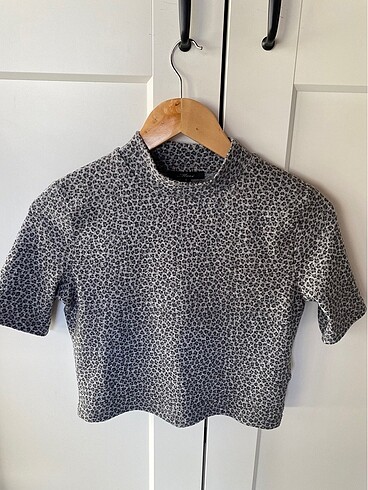Mavi kısa kollu crop bluz