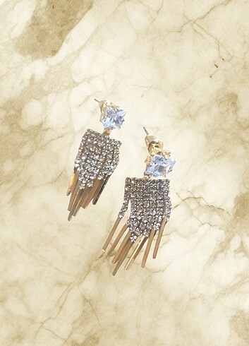 Zirkon taşlı çelik tasarım küpeler  - Görsel 3