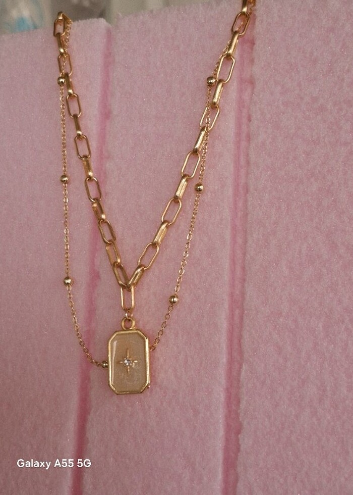 Çift zincir kuzey yıldızı kolye - Görsel 2