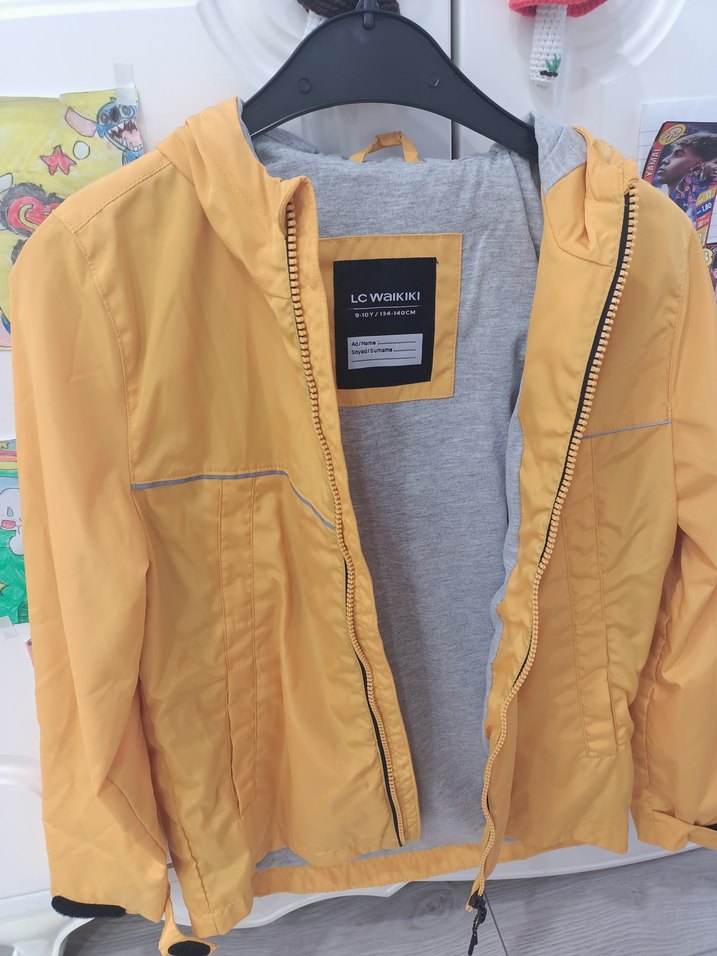 Sarı Fermuarlı Erkek Çocuk Yağmurluk - Görsel 4