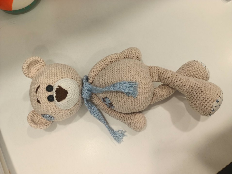 Bej Örgü Ayıcık Peluş Oyuncak - Görsel 2