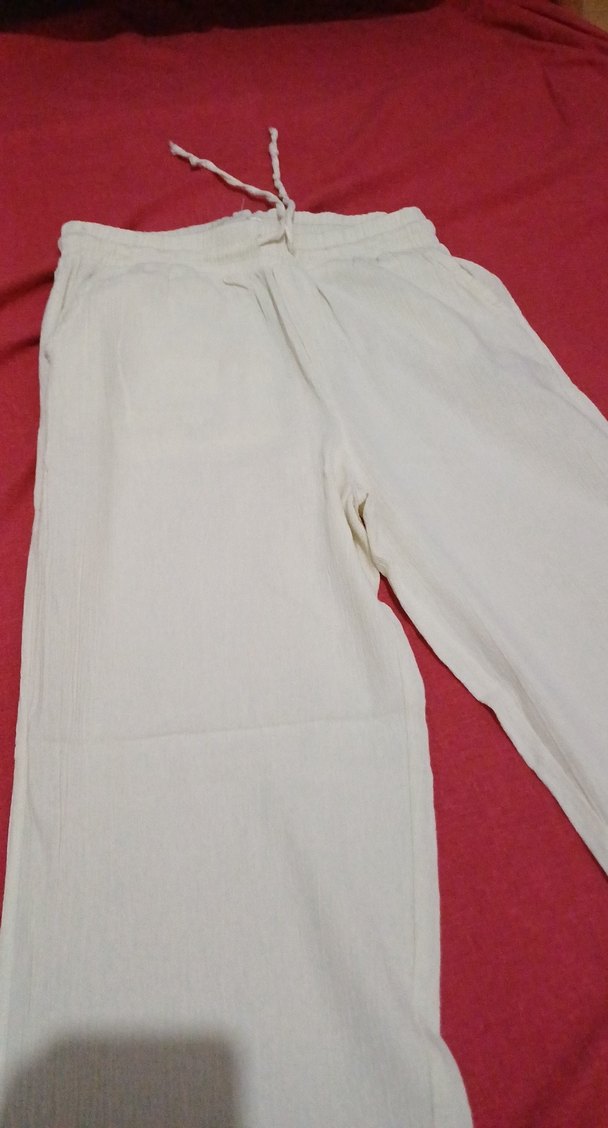 Beyaz Erkek Pamuklu Salaş Pantolon - Görsel 2